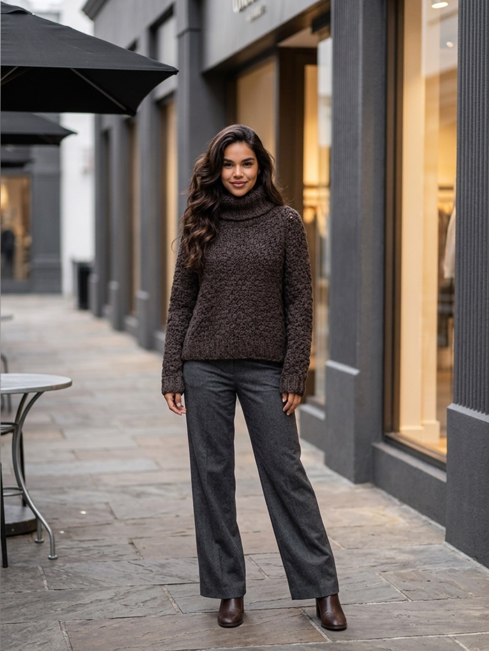 NWT Chelsea & Theodore Dark Gray Charcoal Chunky Knit Turtleneck Sweater Women’s
